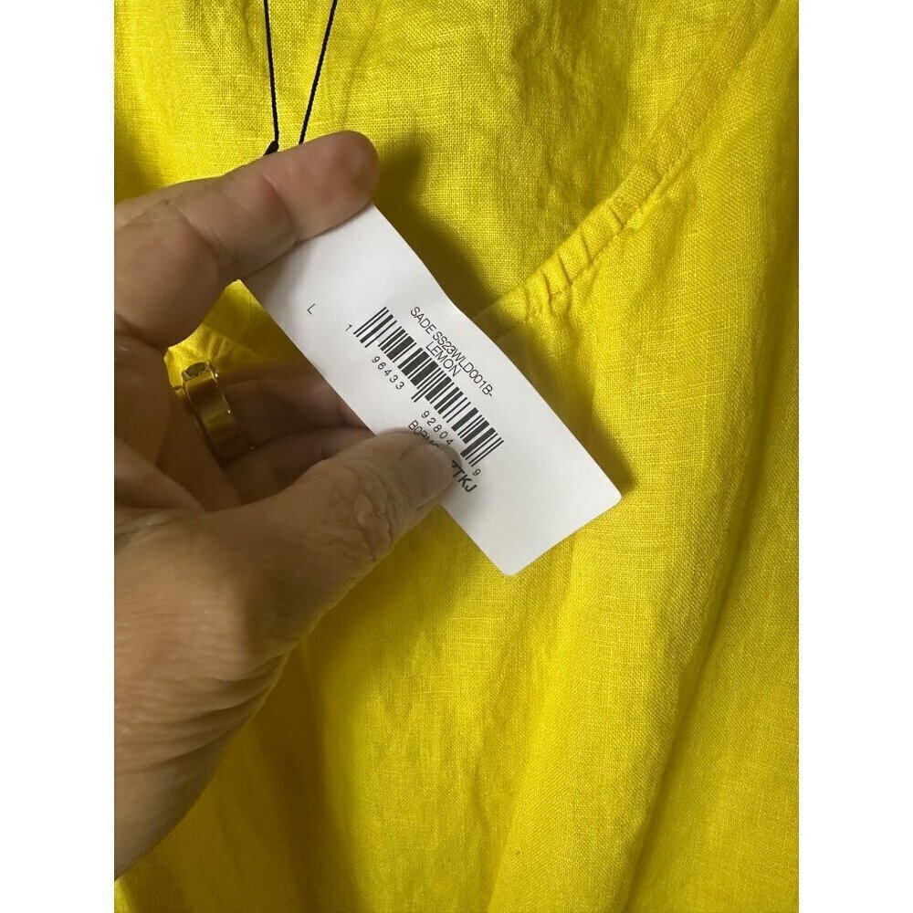 NWT vThe Drop Women's Sade Linen Cutout Midi, Lemon, L - Picture 6 of 7